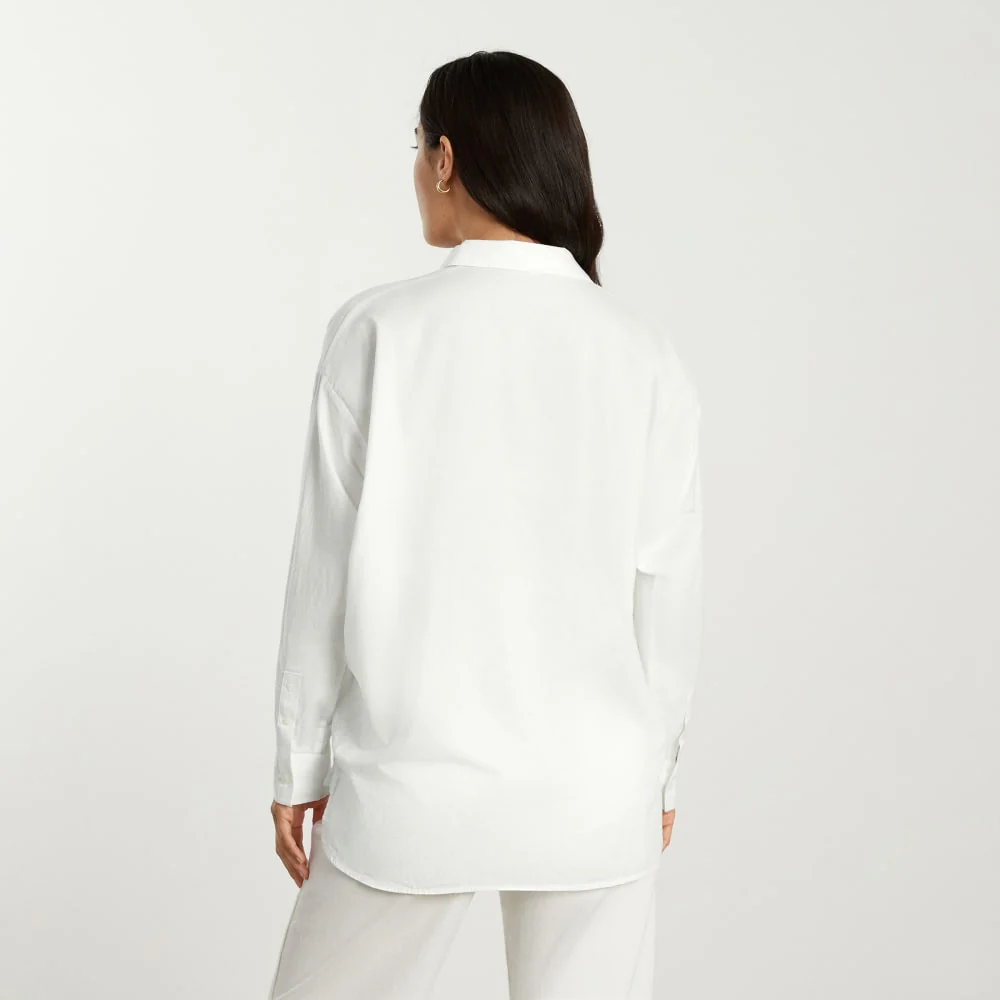 The Oversized Silky Cotton Shirt | White - Image 3