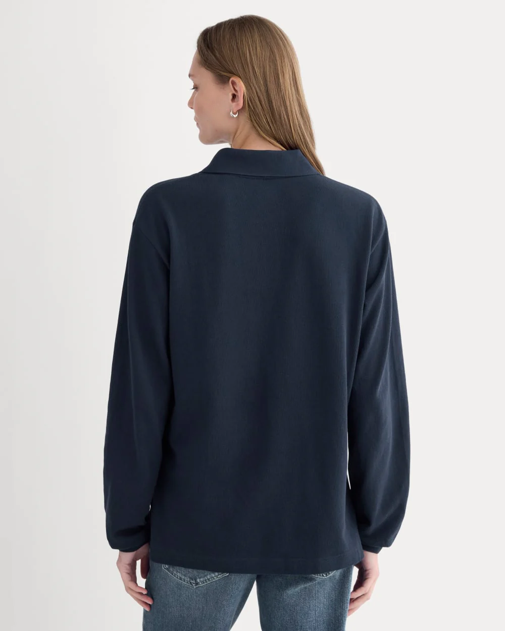 Oversized Pique Polo | Deep Navy - Image 5