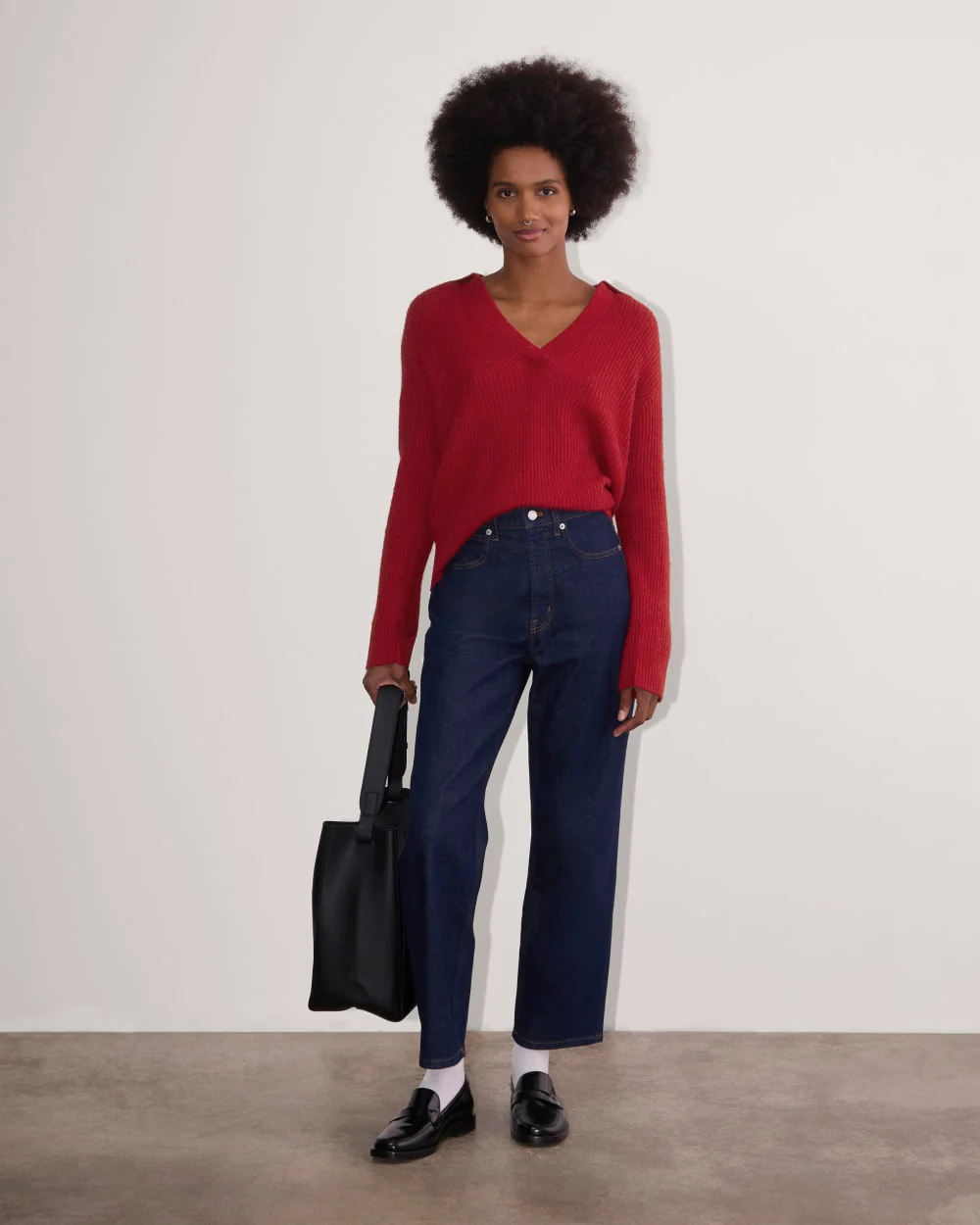 The Oversized Polo in Alpaca | Berry Red - Image 3