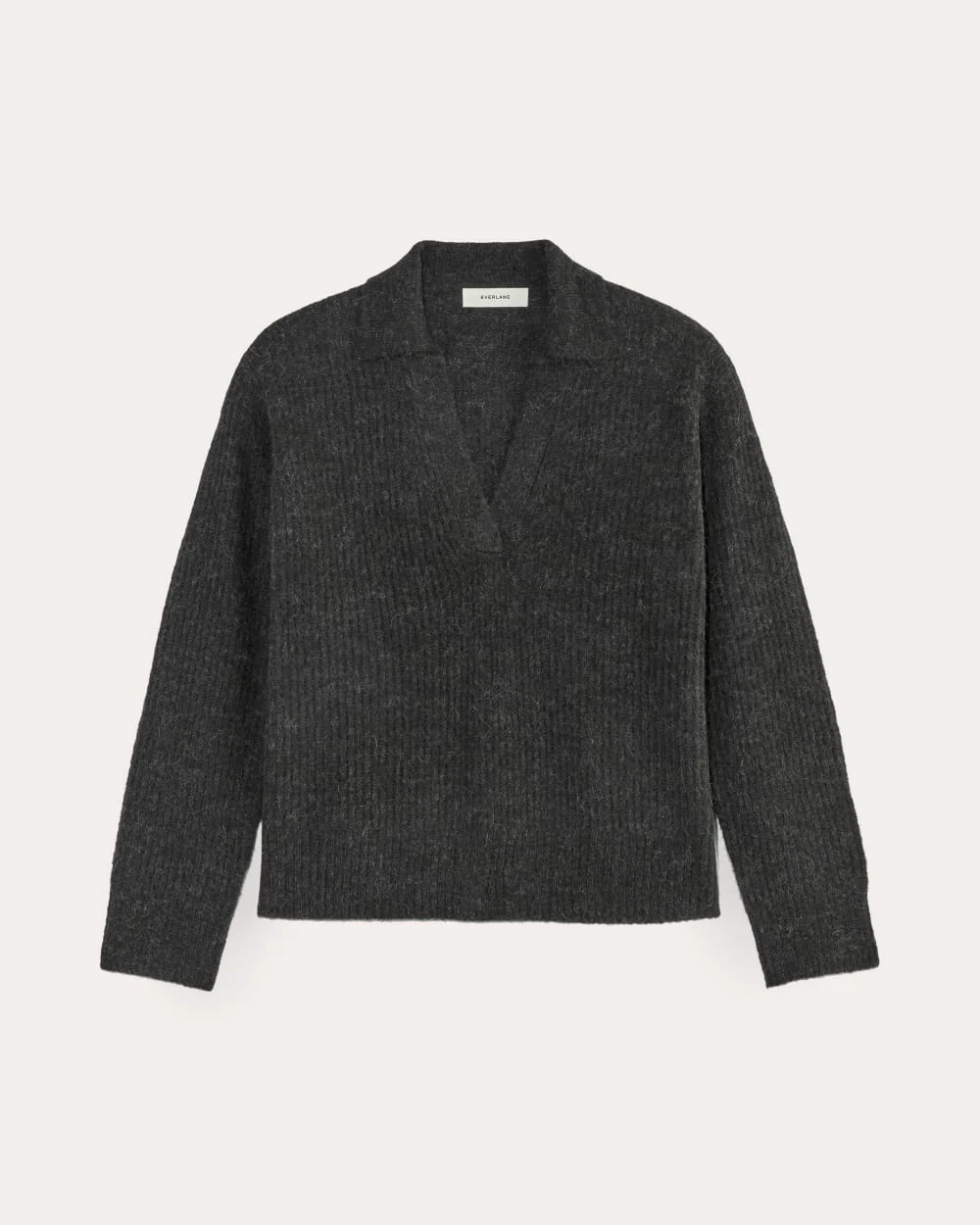 The Oversized Polo in Alpaca | Heathered Black - Image 2