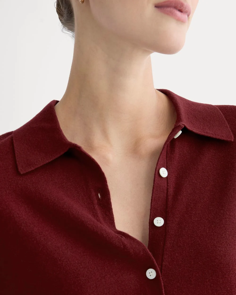 Oversized Polo Sweater in Cotton Merino | Deep Red - Image 5
