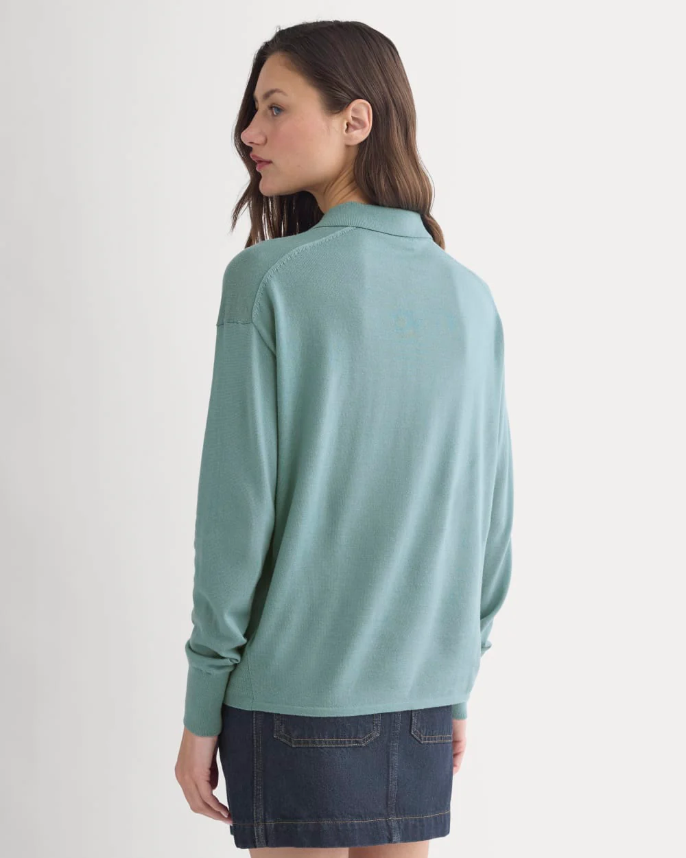 Oversized Polo in Ultrafine Merino | Gray Mist - Image 5