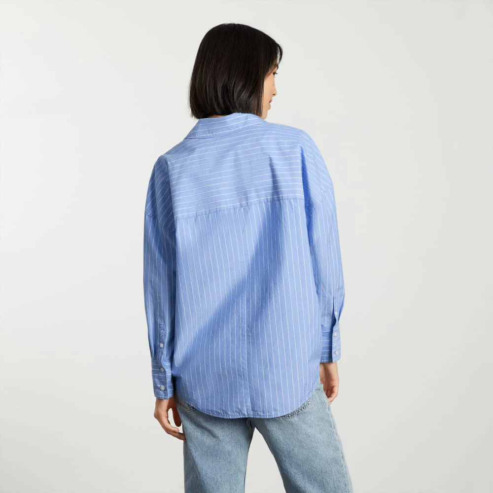 The Oversized Poplin Shirt | Powder Blue / White - Image 5