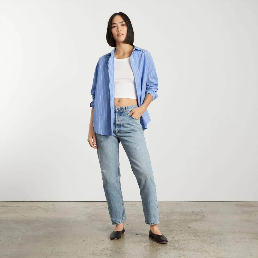 The Oversized Poplin Shirt | Powder Blue / White - Image 7