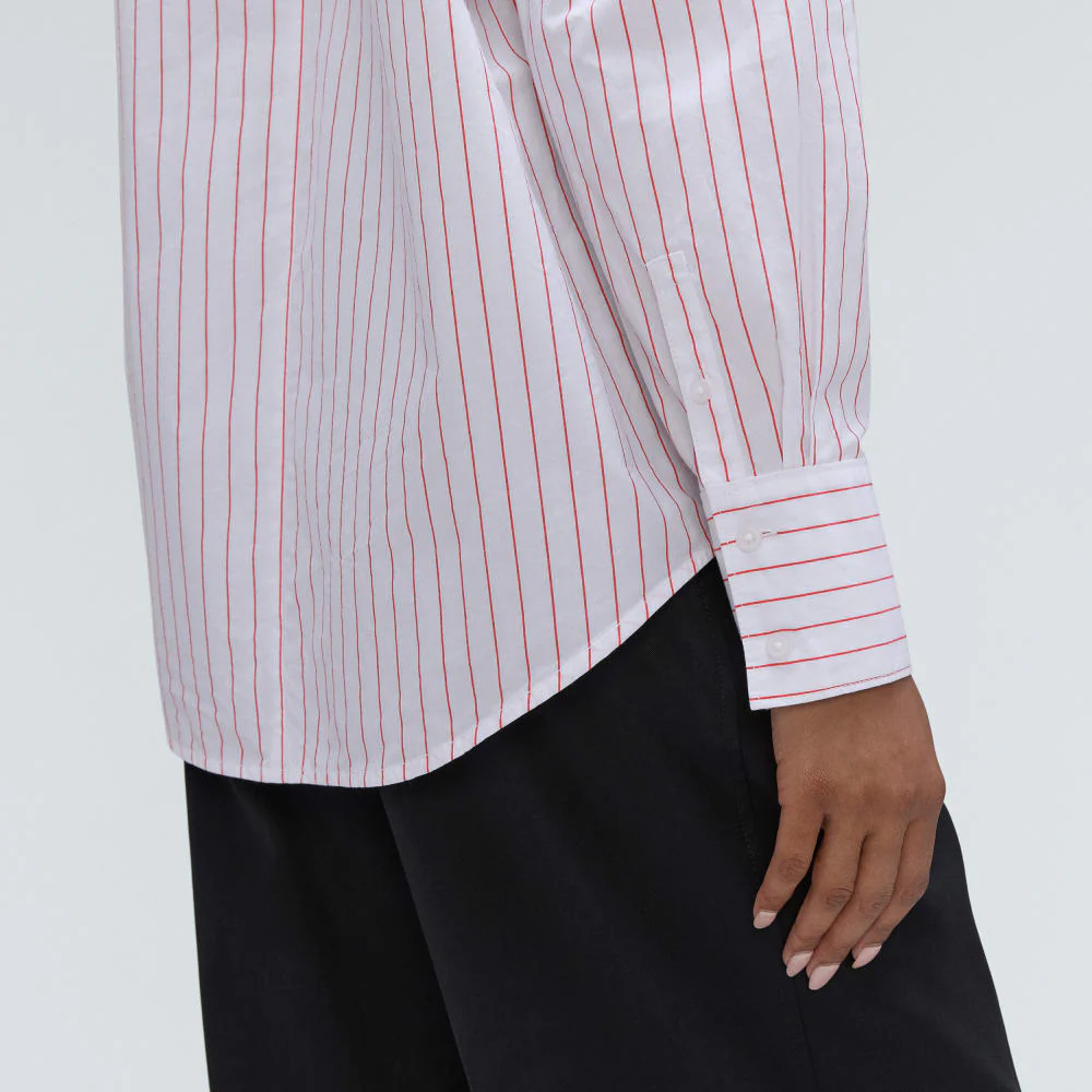 The Oversized Poplin Shirt | Equestrian Red / White - Image 4