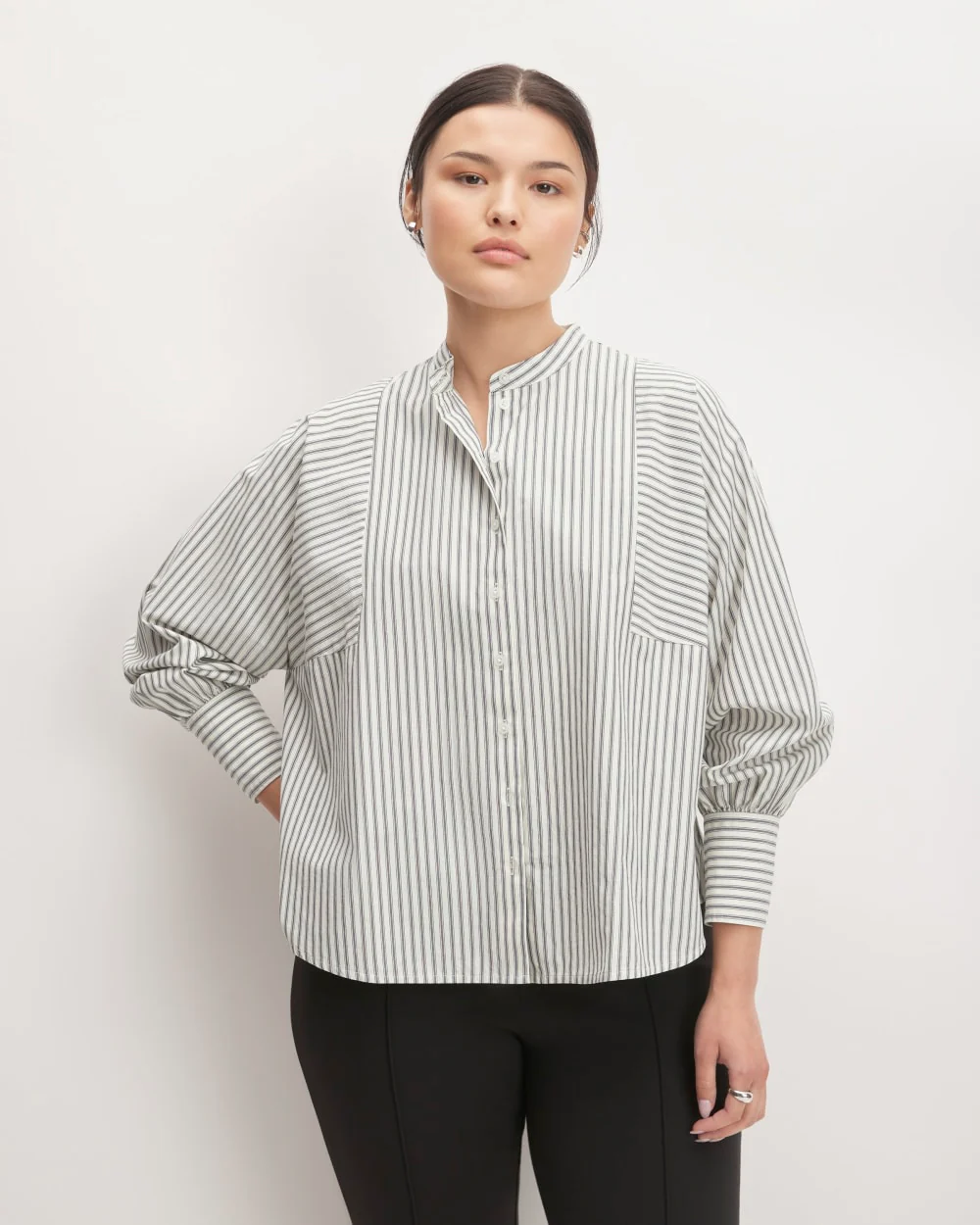 The Oversized Raglan Shirt | Bone/Navy