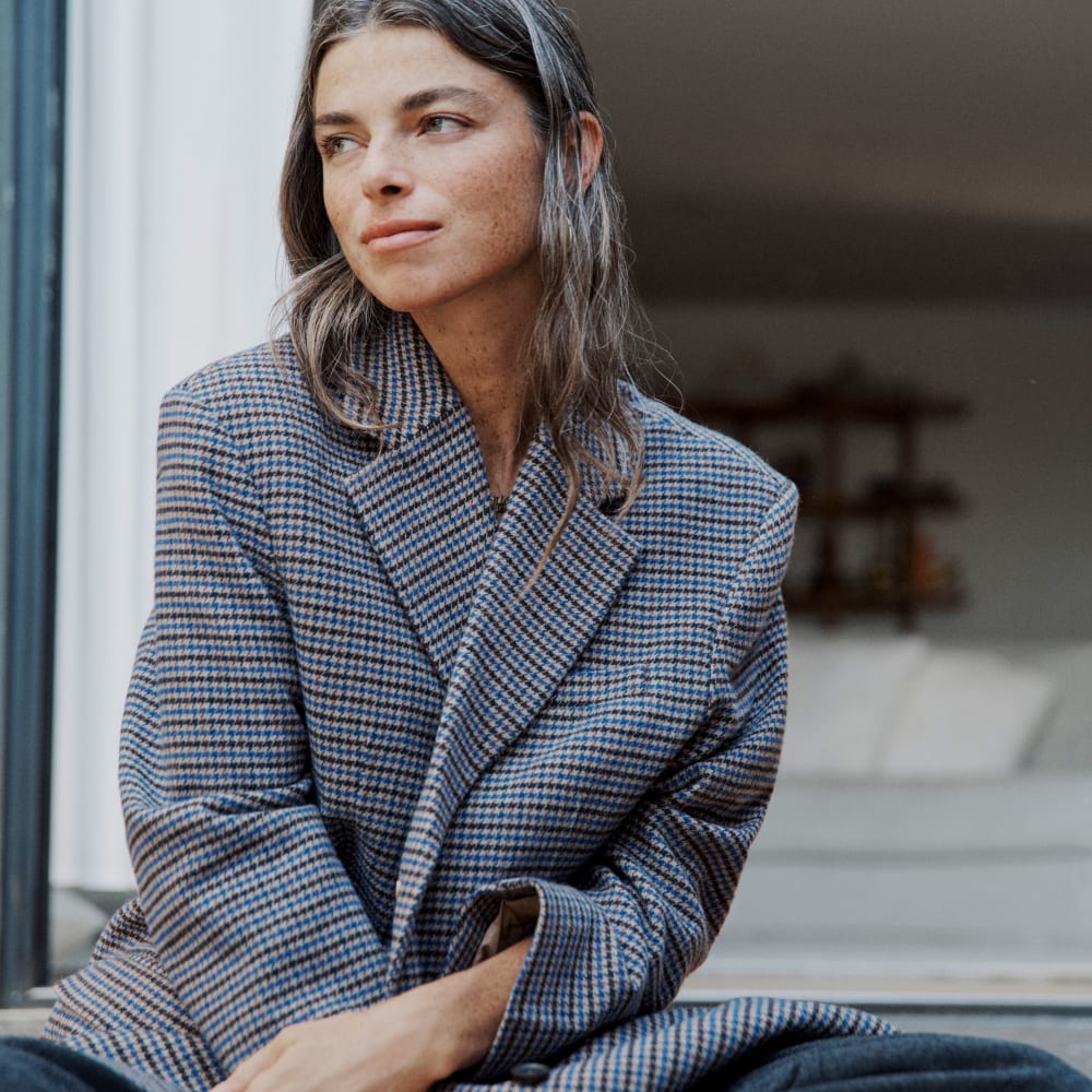The ReWool® ’80s Blazer | Blue / Brown Houndstooth - Image 6