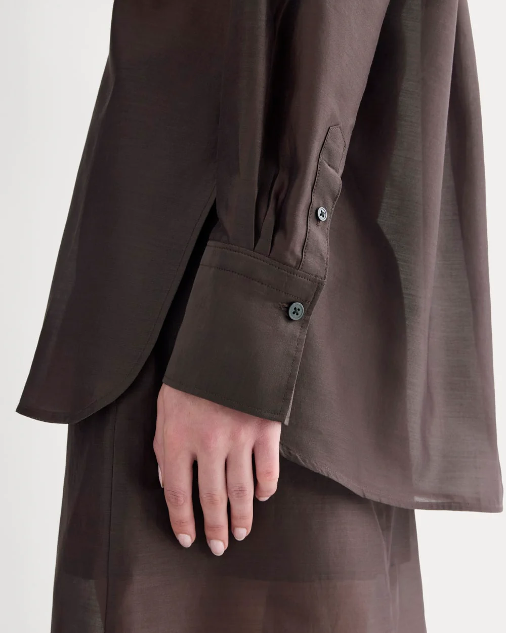 Oversized Shirt in Cotton-Silk Organza | Dark Chocolate - Image 4
