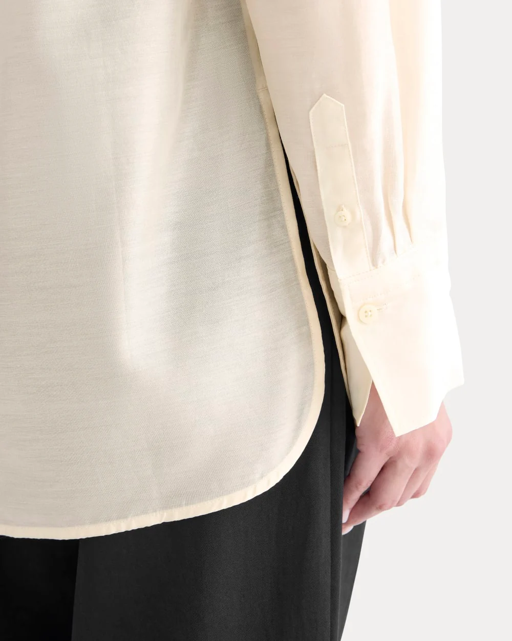 Oversized Shirt in Cotton-Silk Organza | Parchment - Image 4