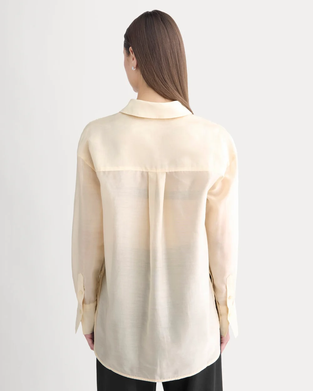 Oversized Shirt in Cotton-Silk Organza | Parchment - Image 5