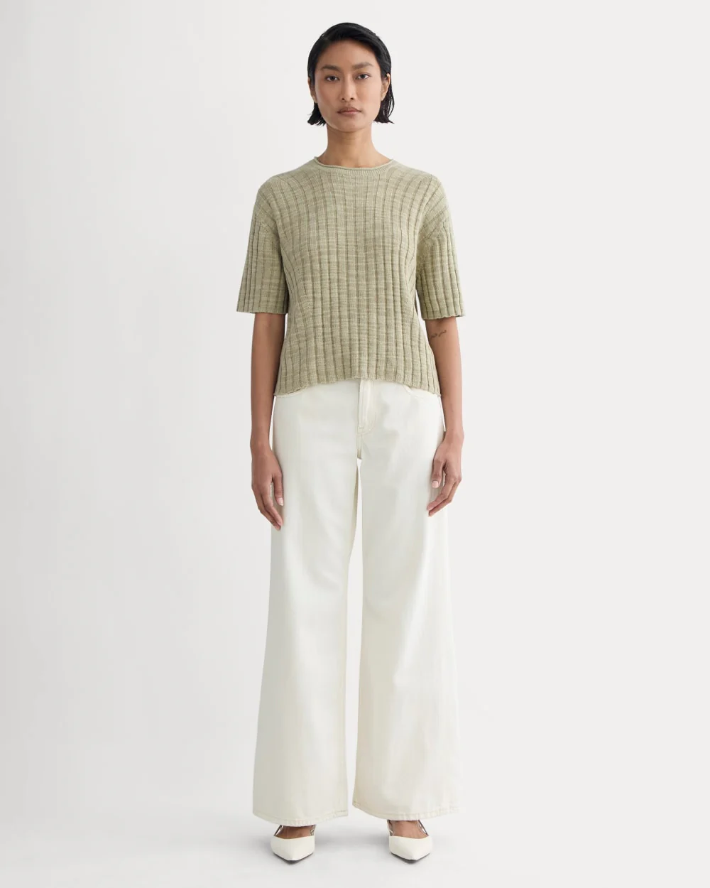 The Oversized Tee in Cotton Linen | Eucalyptus - Image 3