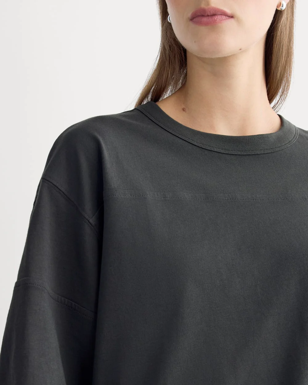 Oversized Varsity Tee in Essential Cotton | Washed Black - Image 4