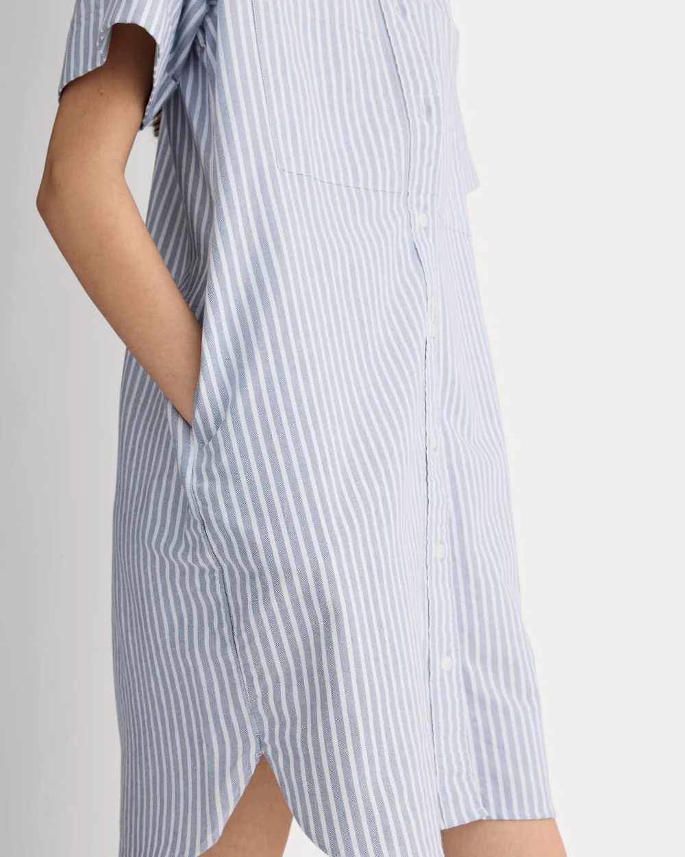 The Oxford Short-Sleeve Shirt Dress | Bone / Mazarine Blue - Image 2