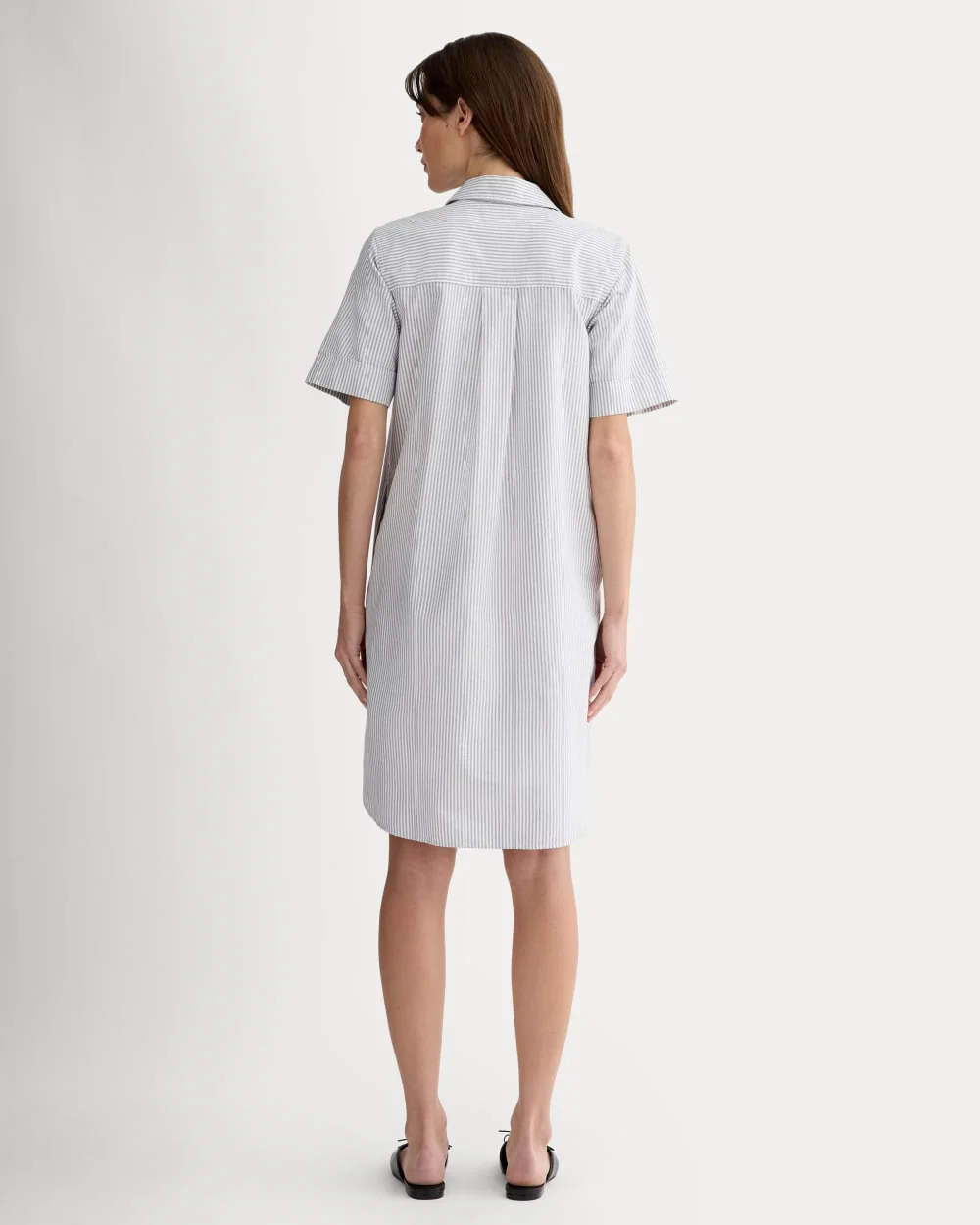 The Oxford Short-Sleeve Shirt Dress | Charcoal / White - Image 4