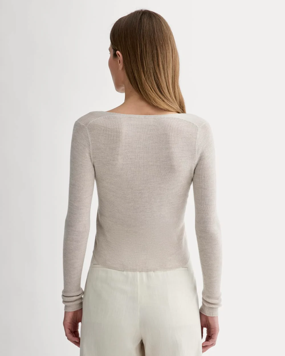 The Cardigan in Ultrasoft Merino | Heather Oatmeal - Image 6