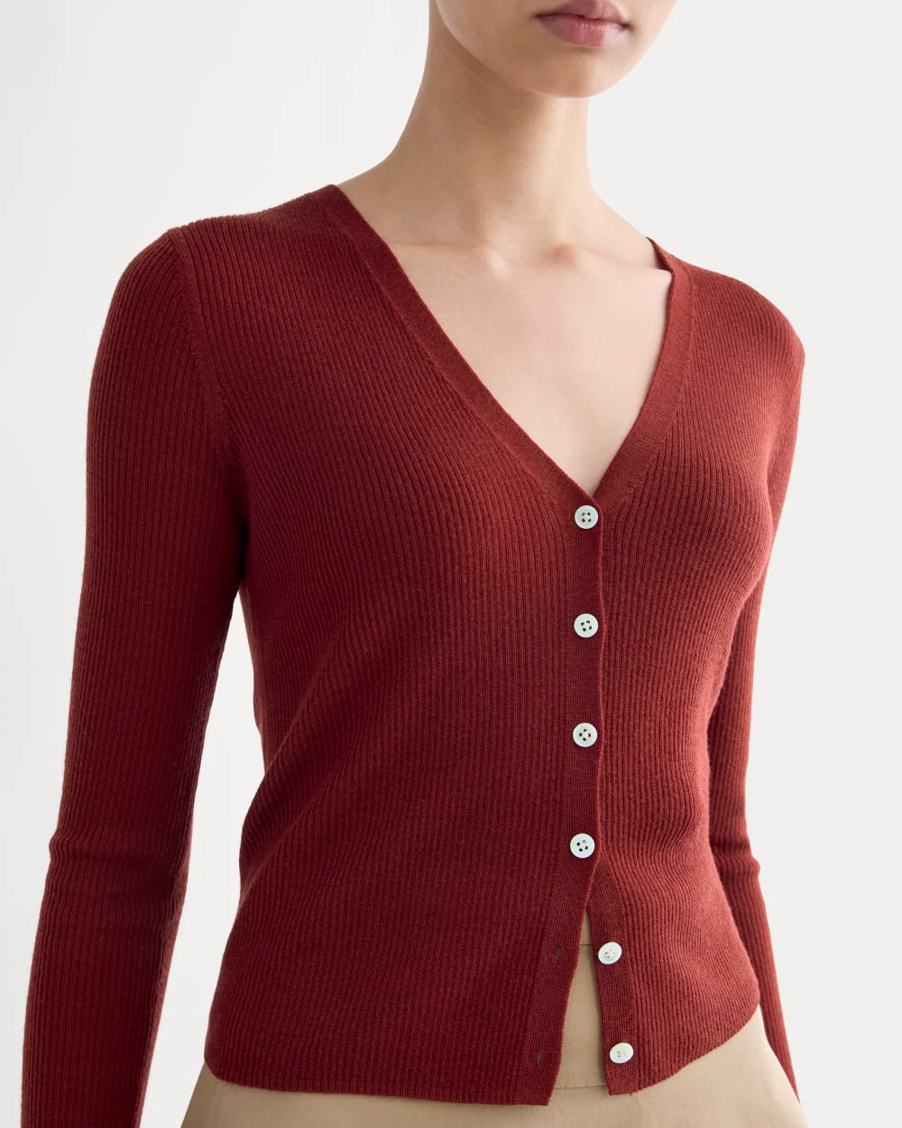 The Cardigan in Ultrasoft Merino | Merlot - Image 4