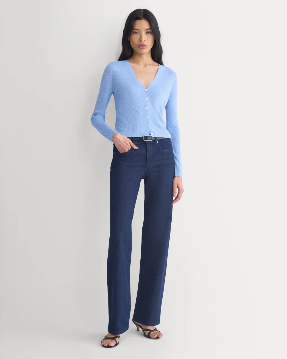 The Cardigan in Ultrasoft Merino | Open Air Blue - Image 3
