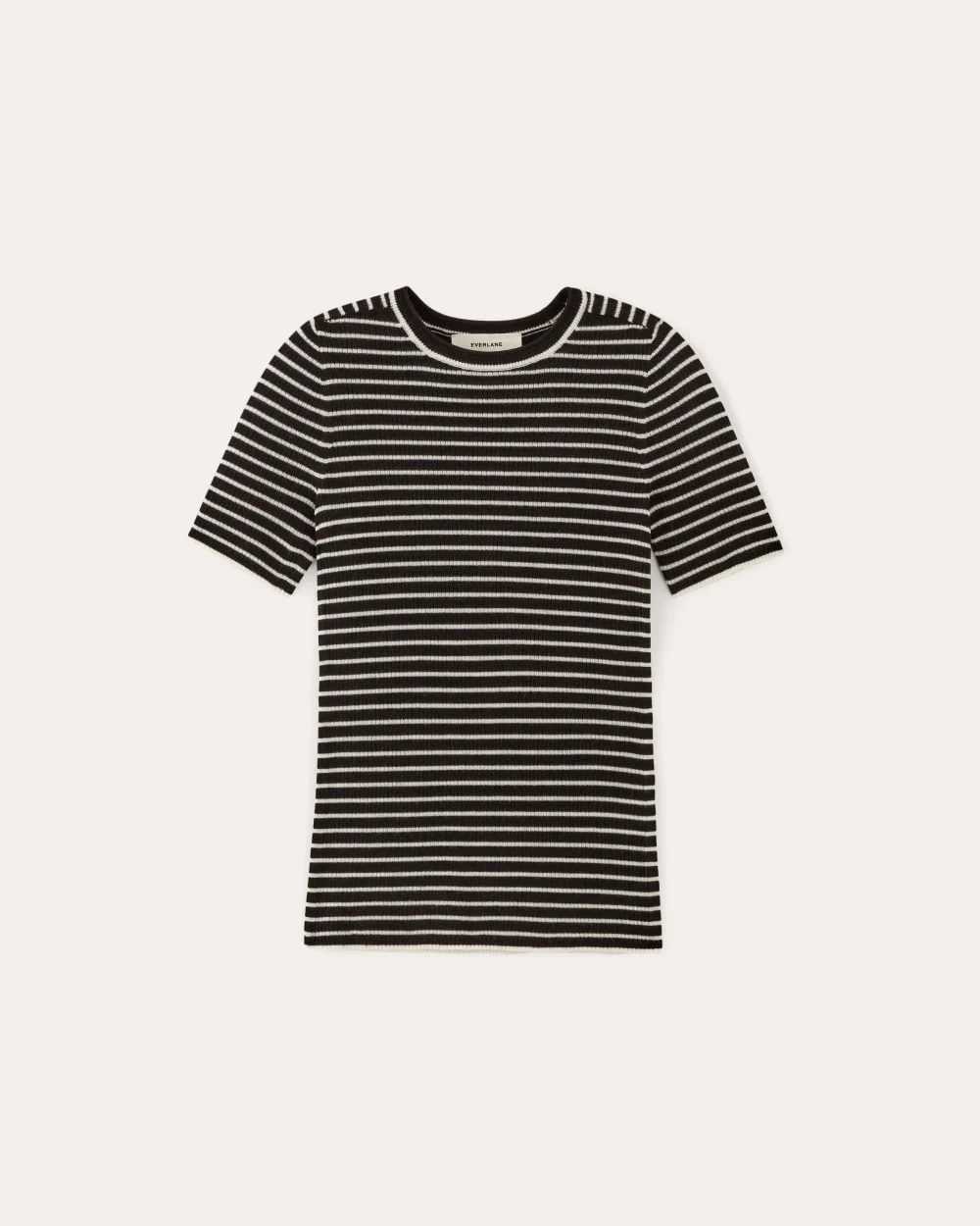 The Sweater Tee in Ultrasoft Merino | Black / Bone - Image 2