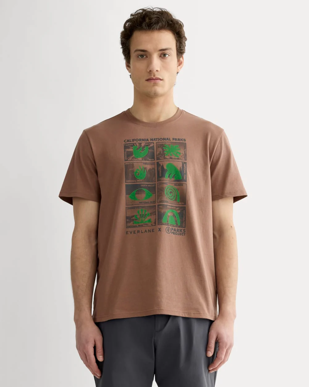 The Everlane x Parks Project Essential Organic Crew | Brown / Green / Forged Iron - Image 7