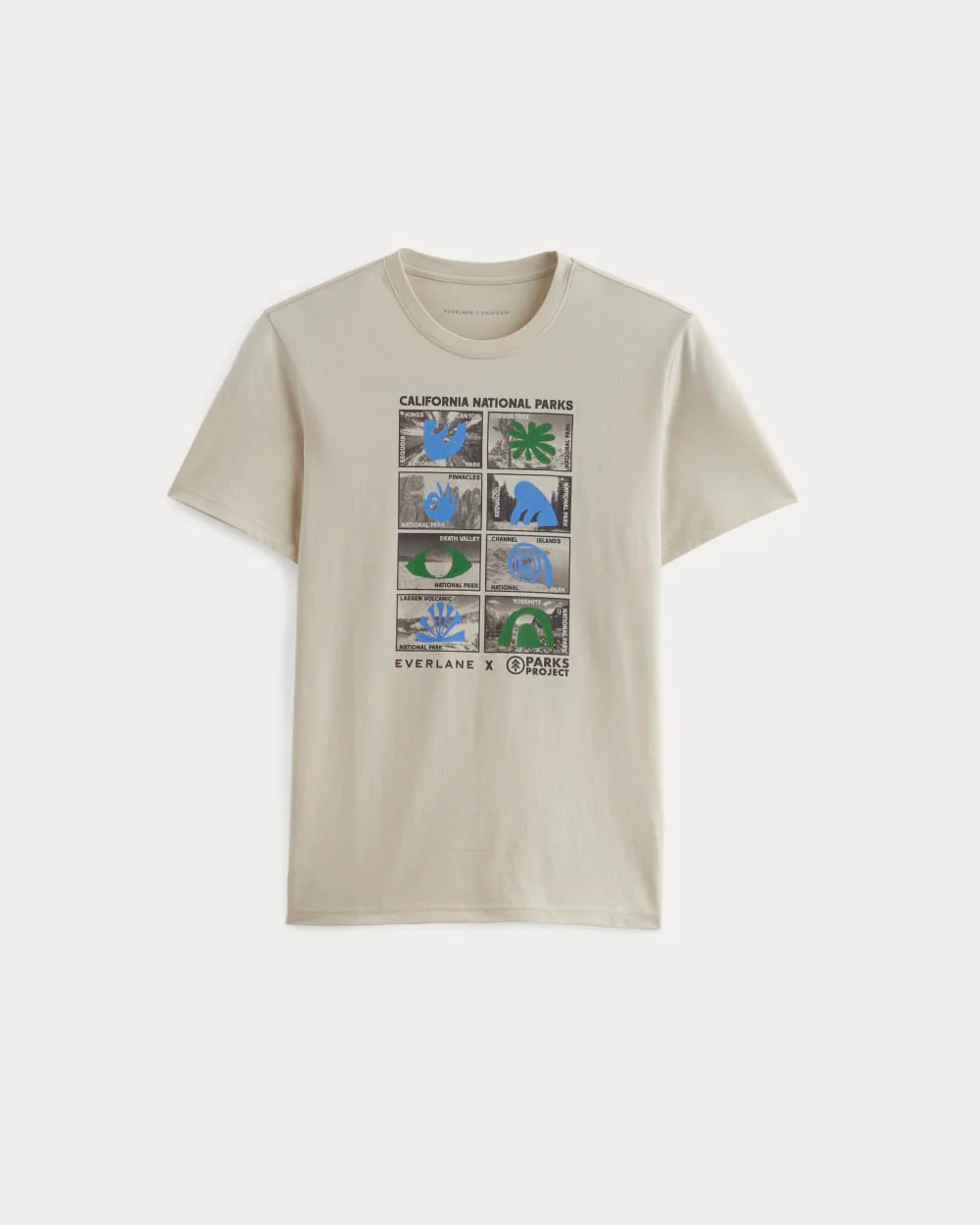 The Everlane x Parks Project Essential Organic Crew | Forged Iron / Birch / Granada Sky Blue / Green - Image 2