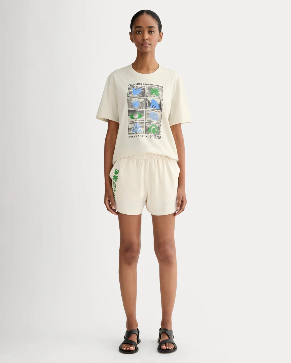 The Everlane x Parks Project Essential Organic Crew | Forged Iron / Birch / Granada Sky Blue / Green - Image 3