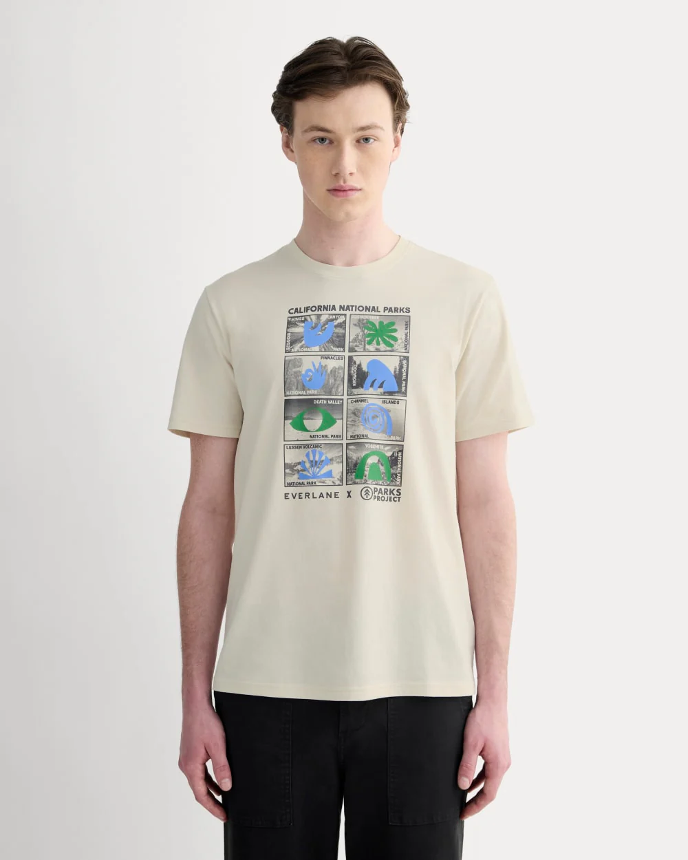 The Everlane x Parks Project Essential Organic Crew | Forged Iron / Birch / Granada Sky Blue / Green - Image 6
