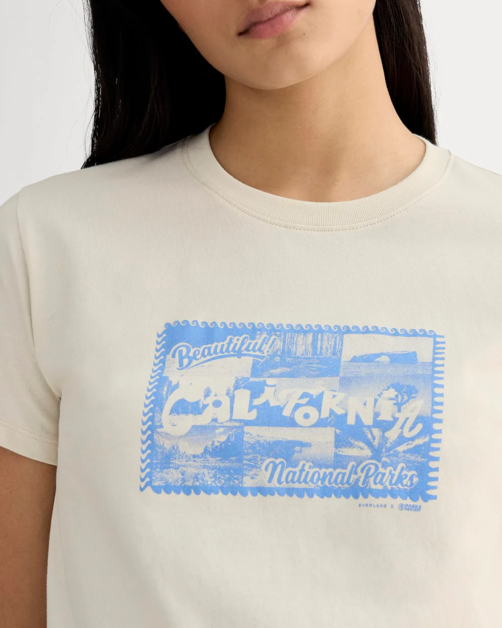 The Everlane x Parks Project Box-Cut Tee | Natural / Granada Sky Blue - Image 4