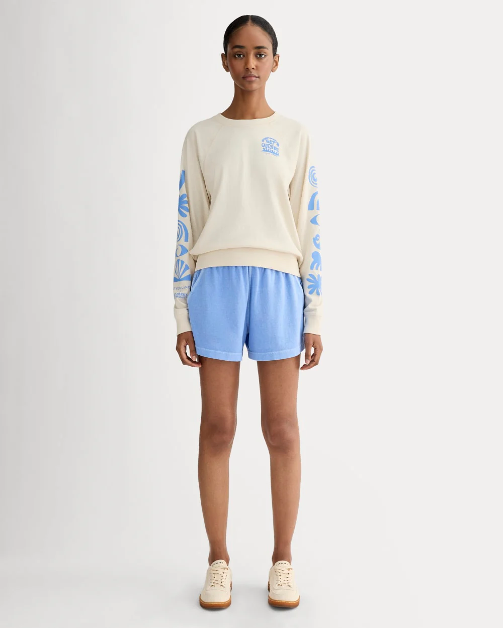 The Everlane x Parks Project Off-Duty Long-Sleeve Tee | Natural / Granada Sky Blue - Image 3