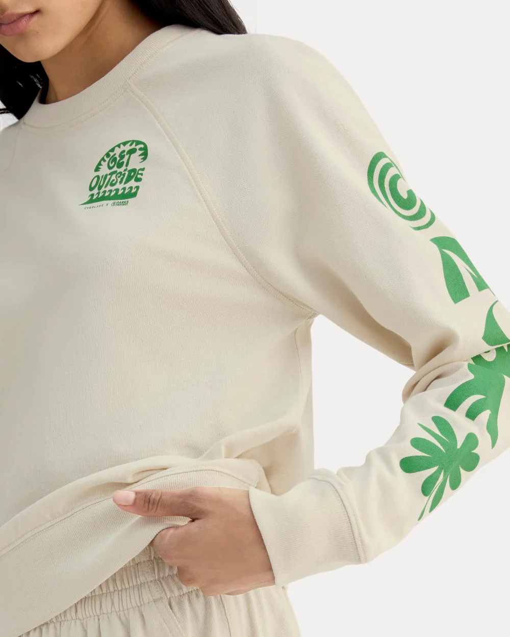 The Everlane x Parks Project Off-Duty Long-Sleeve Tee | Natural / Green - Image 4