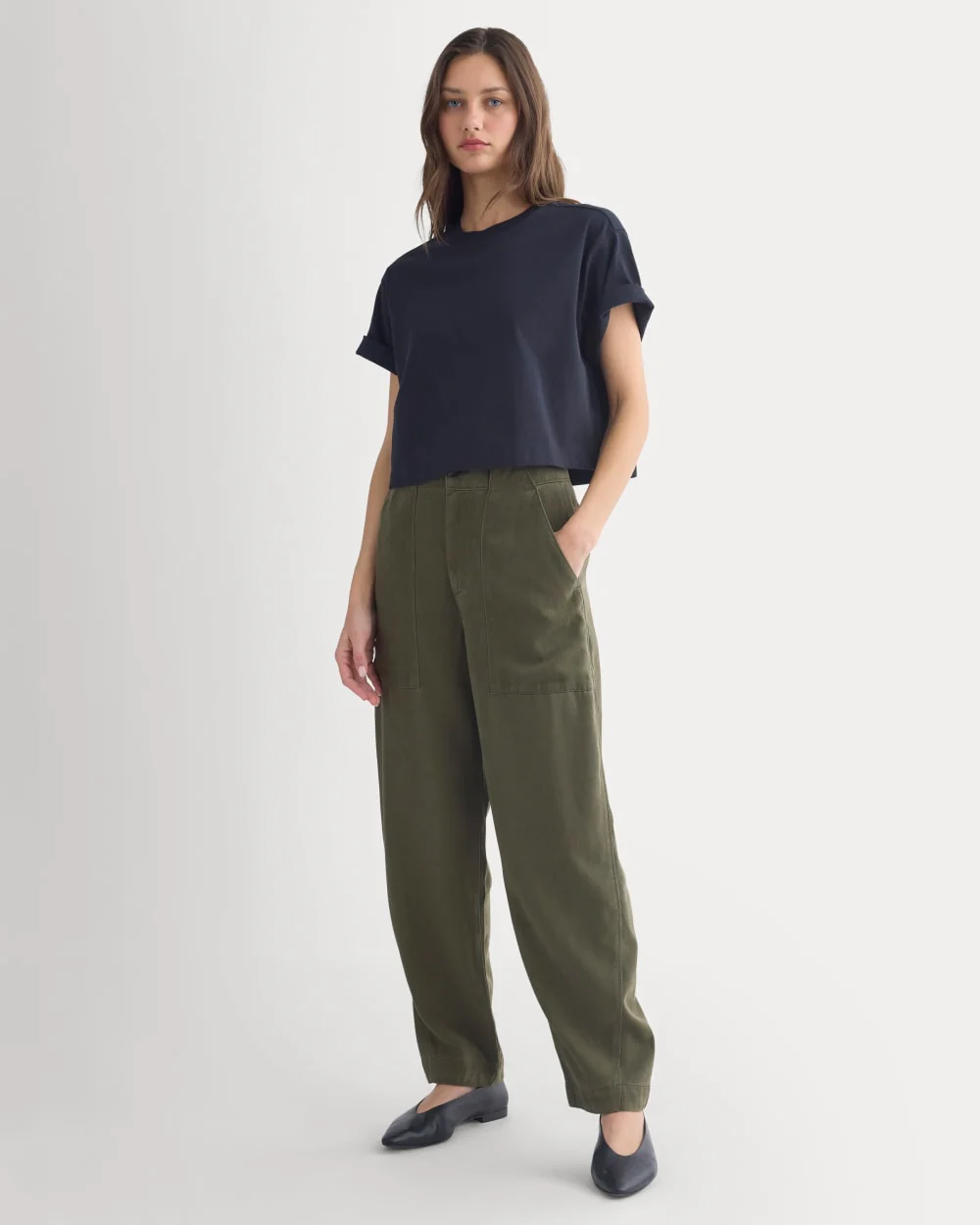 Patch Pocket Ballon Pant in Buttersoft | Olive Night