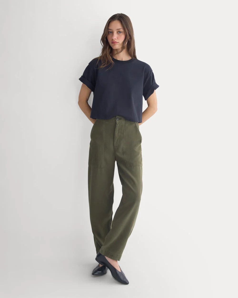 Patch Pocket Ballon Pant in Buttersoft | Olive Night - Image 3
