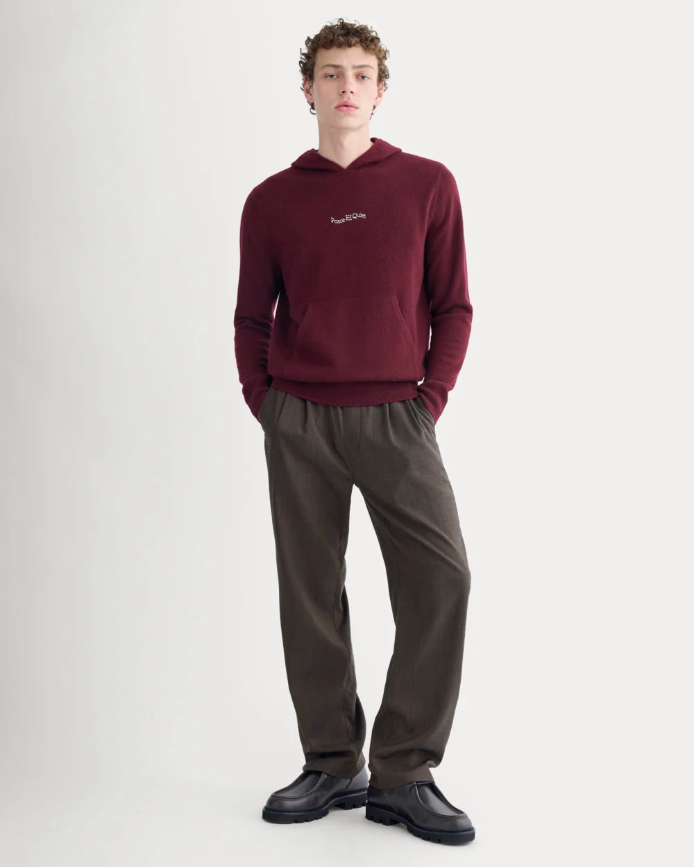 Everlane x Peace & Quiet Cashmere Hoodie | Wine - Image 3