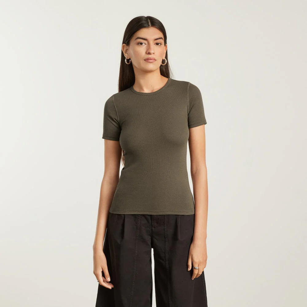 The Pima Micro-Rib Crew Tee | Beech - Image 2