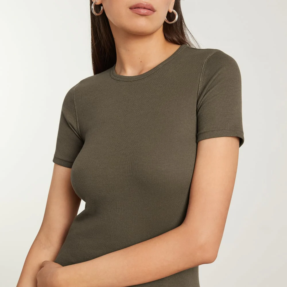 The Pima Micro-Rib Crew Tee | Beech - Image 5