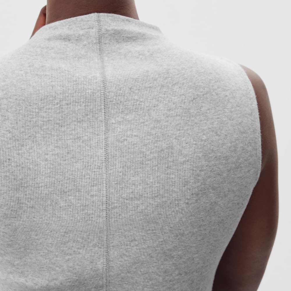 The Pima Micro-Rib Funnel-Neck Tank |  Heathered Grey - Image 6