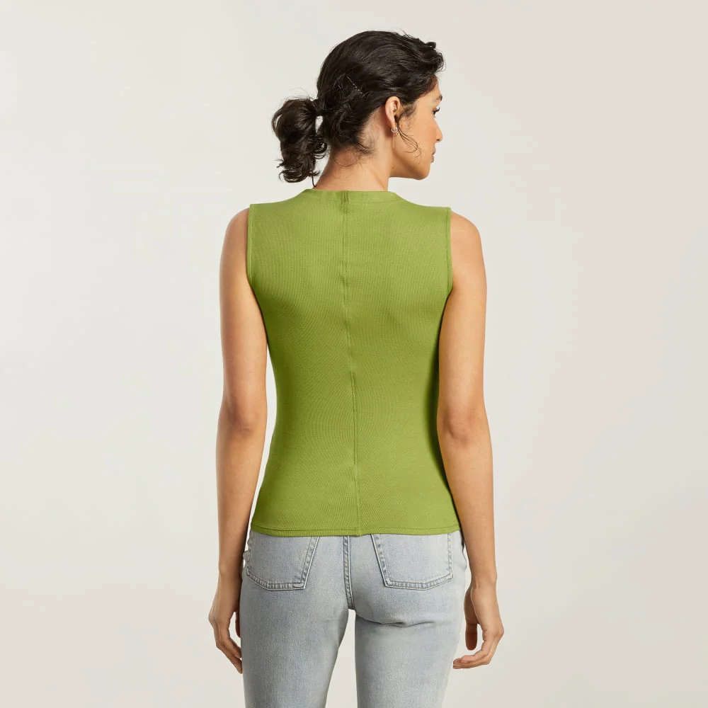 The Pima Micro-Rib Funnel-Neck Tank | Pepper - Image 3