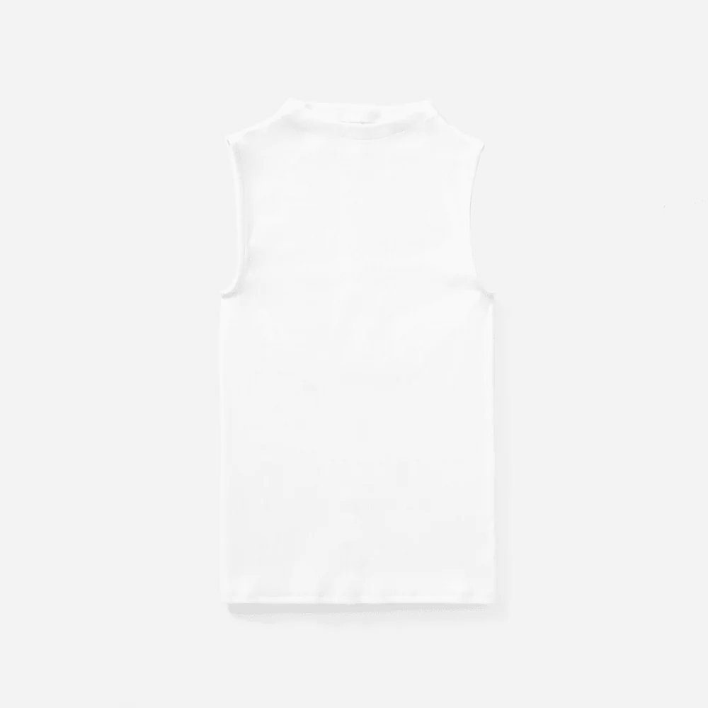 The Pima Micro-Rib Funnel-Neck Tank | White