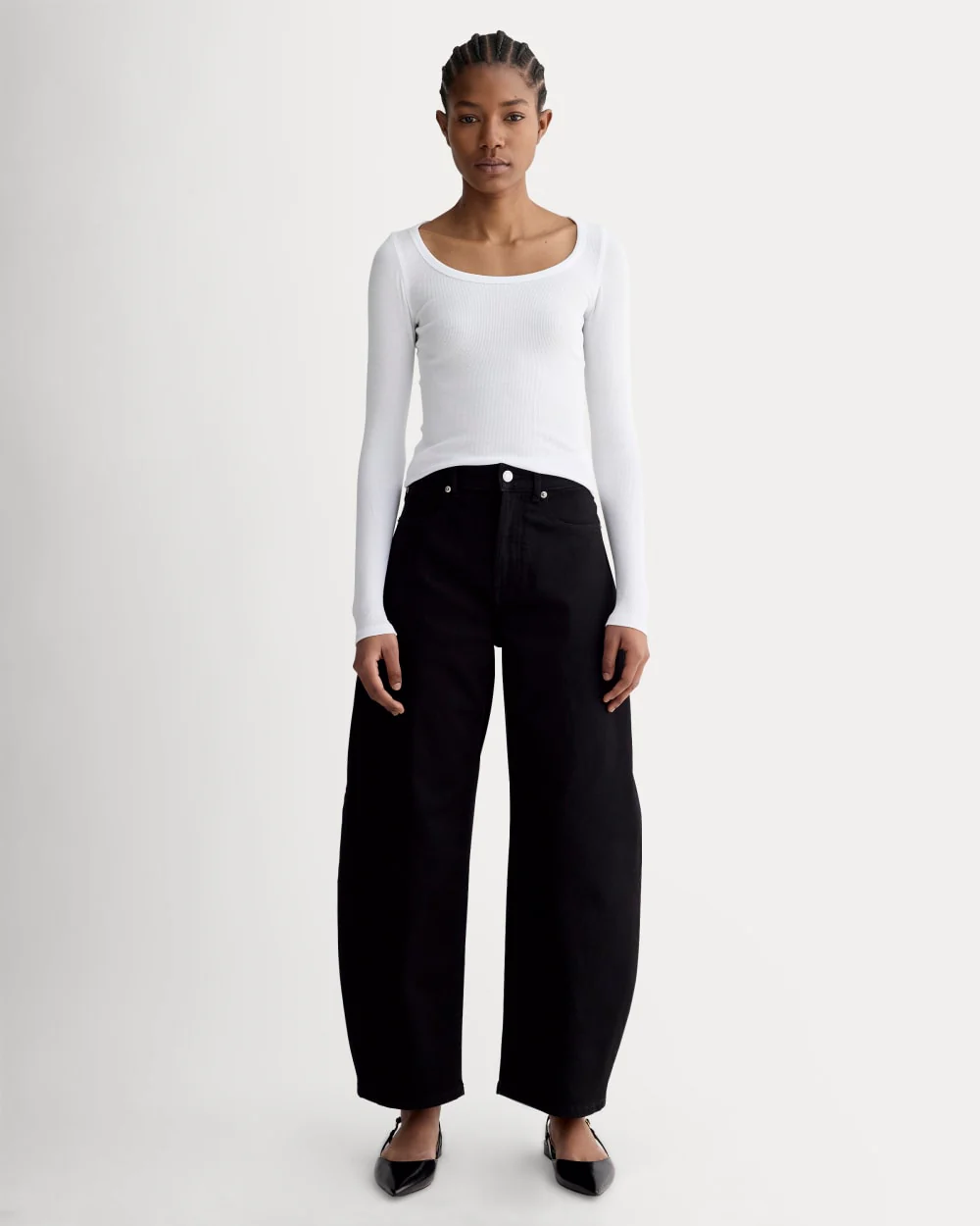 The Luxe Rib Long-Sleeve Scoop-Neck Tee | White - Image 3