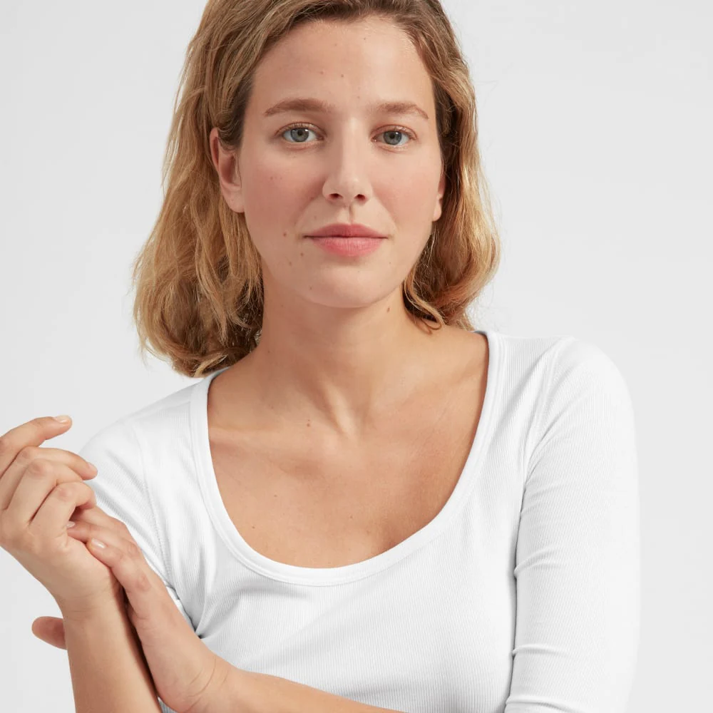 The Luxe Micro-Rib Scoop-Neck Tee | White - Image 4
