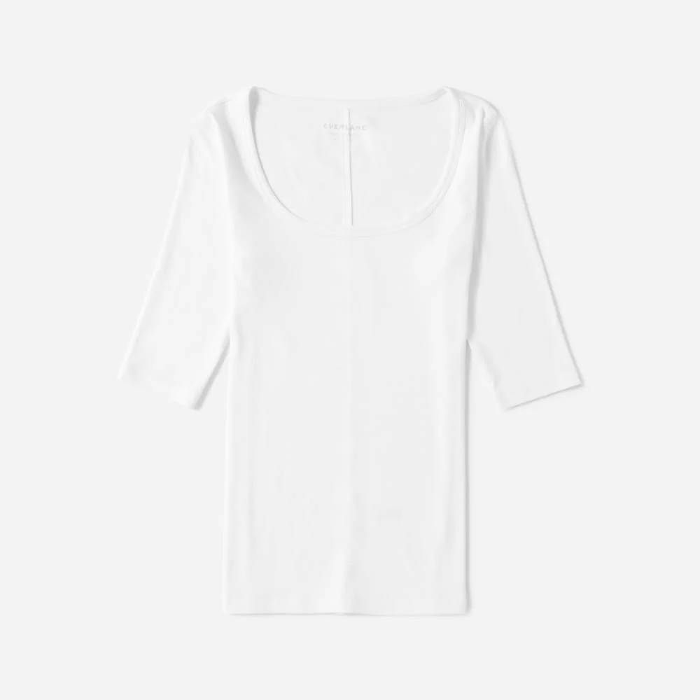 The Luxe Micro-Rib Scoop-Neck Tee | White - Image 5