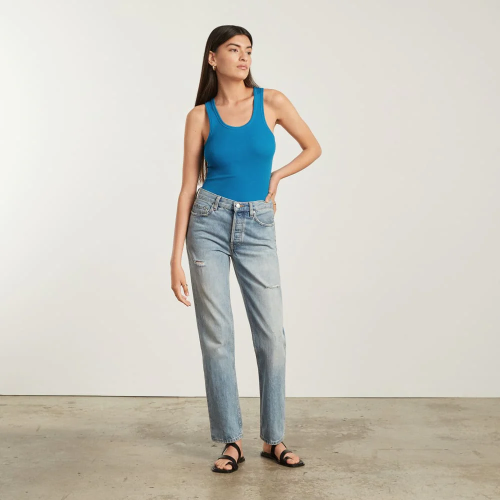 The Pima Micro-Rib U-neck Tank | Horizon Blue - Image 4