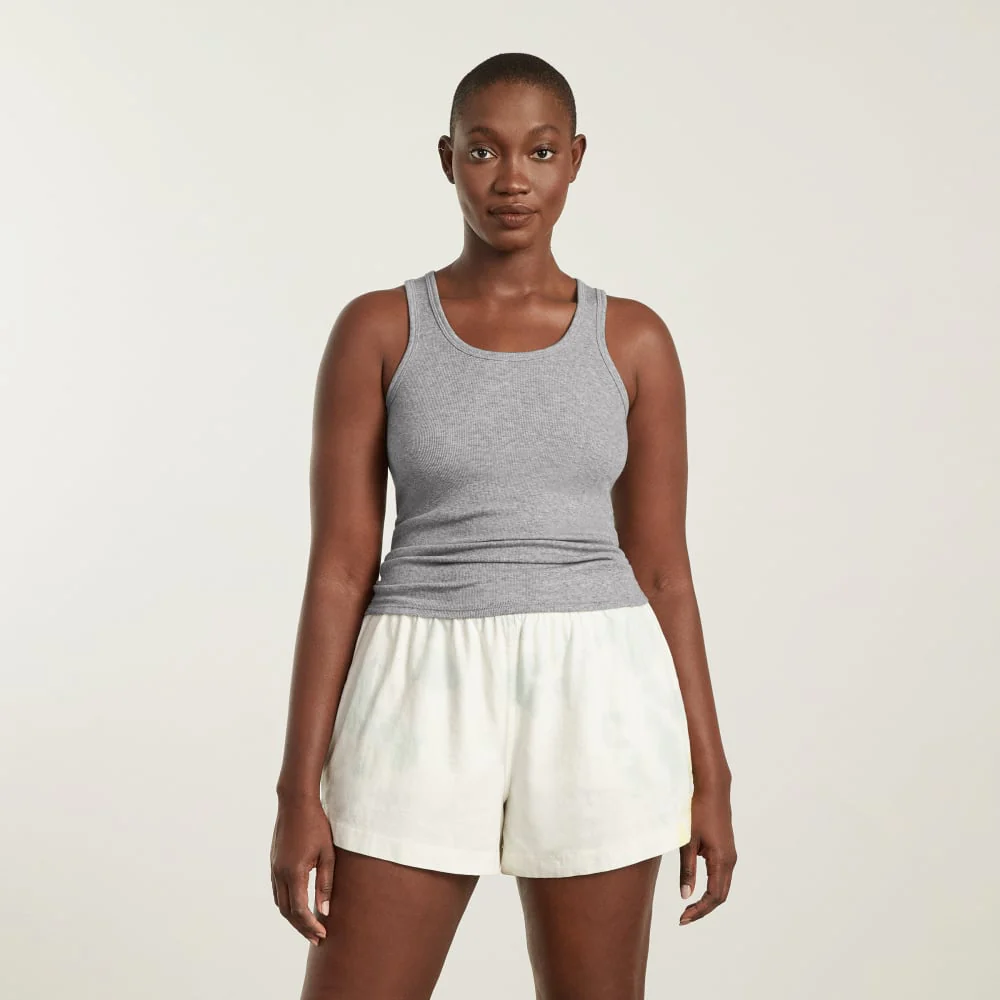The Pima Micro-Rib U-neck Tank |  Heathered Grey - Image 2