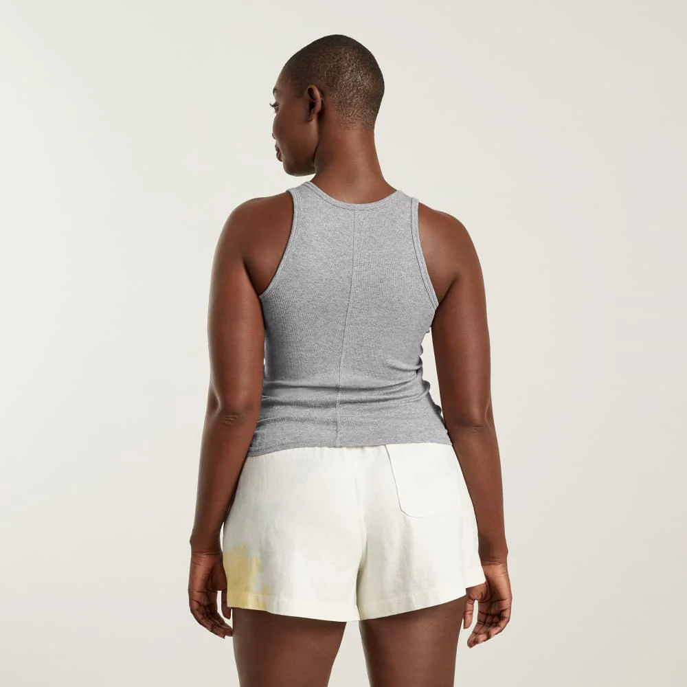 The Pima Micro-Rib U-neck Tank |  Heathered Grey - Image 3