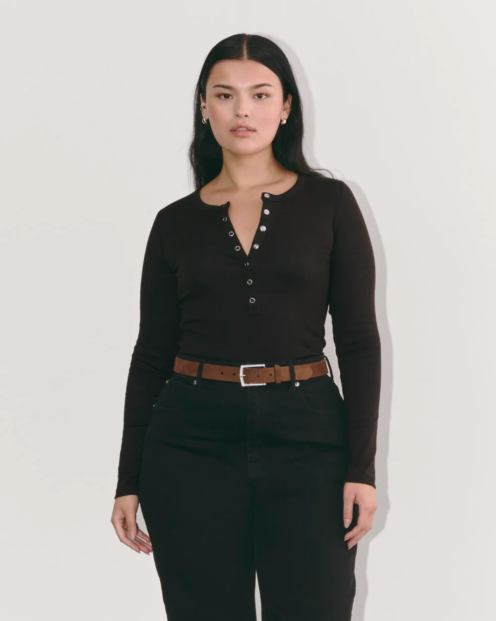 The Luxe Rib Henley | Black