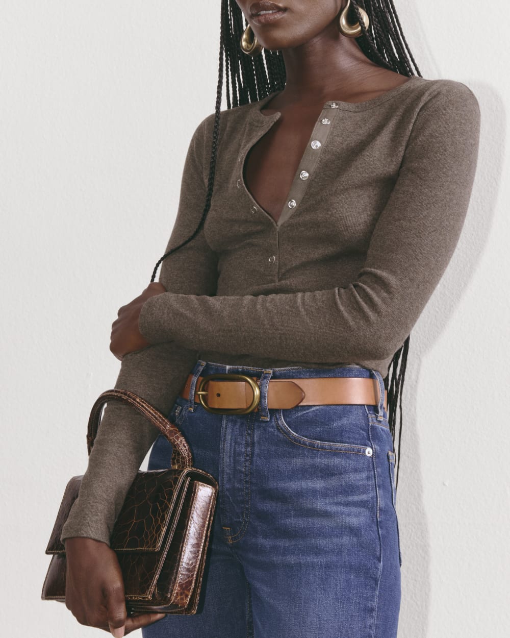 The Luxe Rib Henley | Heathered Fatigue - Image 3