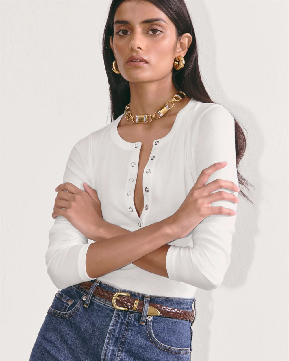 The Luxe Rib Henley | White - Image 4