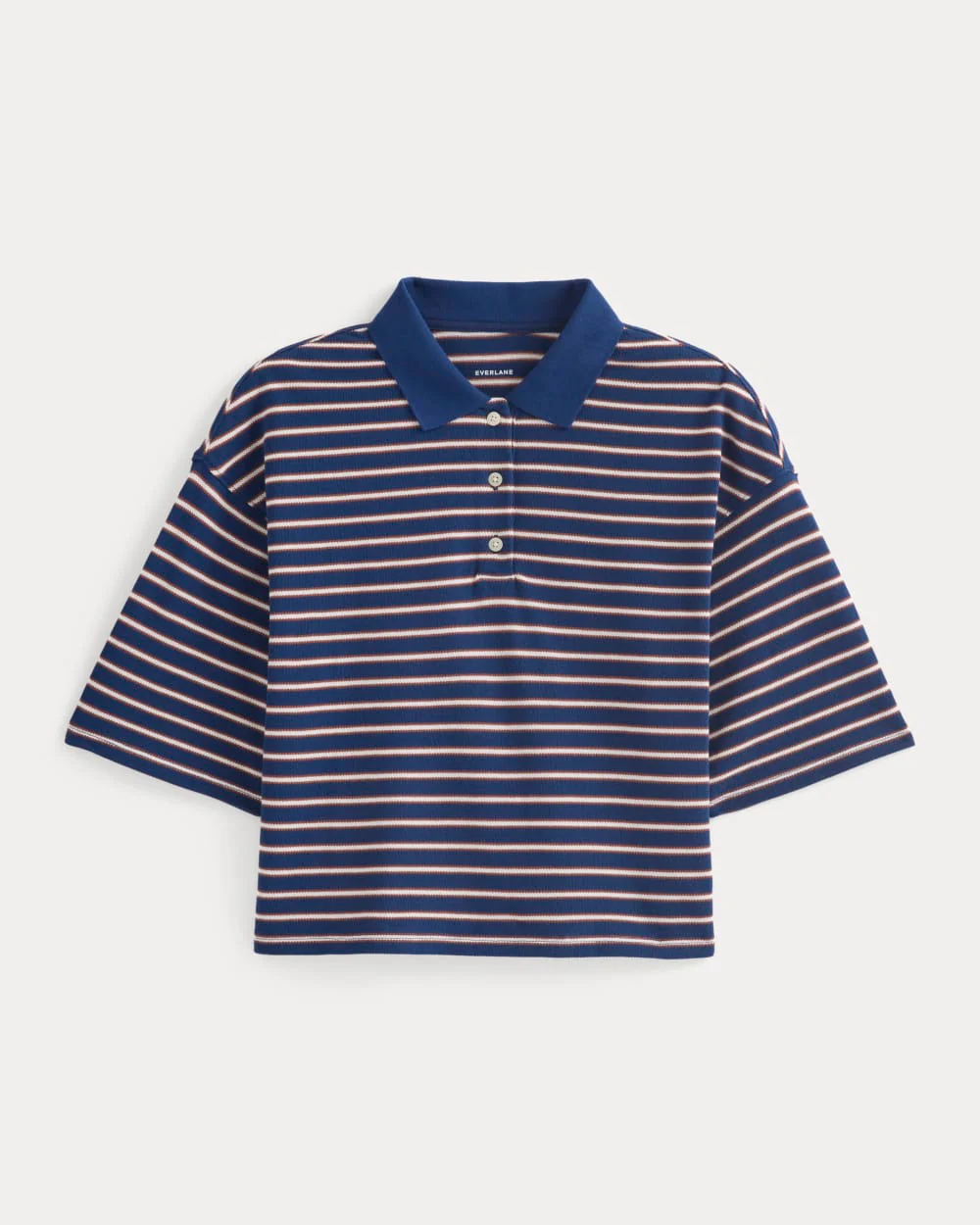 Pique Boxy Polo | Estate Blue/Henna/Gardenia - Image 2