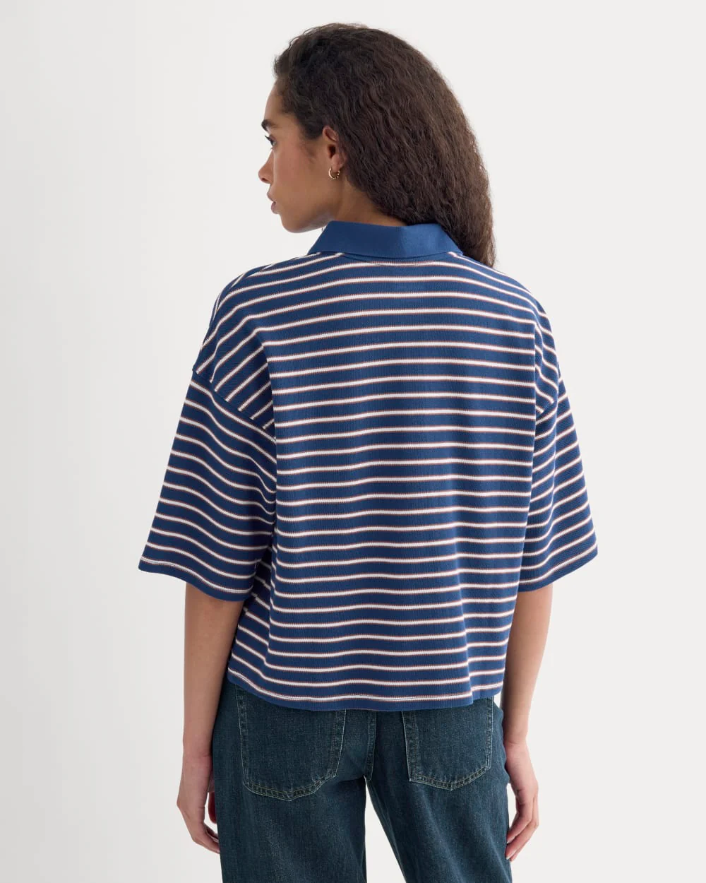 Pique Boxy Polo | Estate Blue/Henna/Gardenia - Image 5