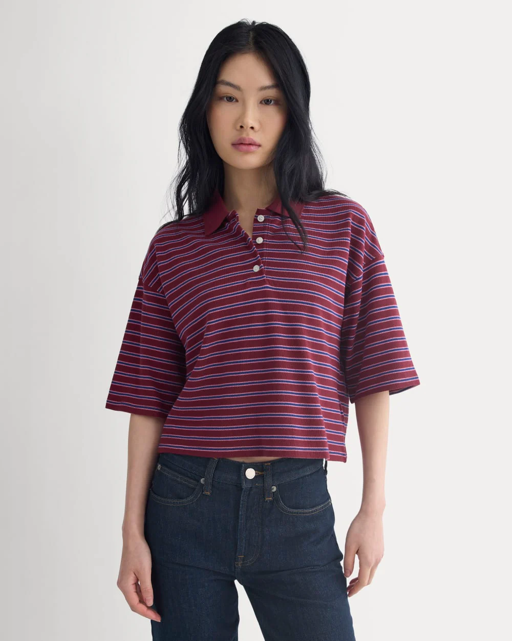 Pique Boxy Polo | Pomegranate/Heather Rose/Estate Blue - Image 4