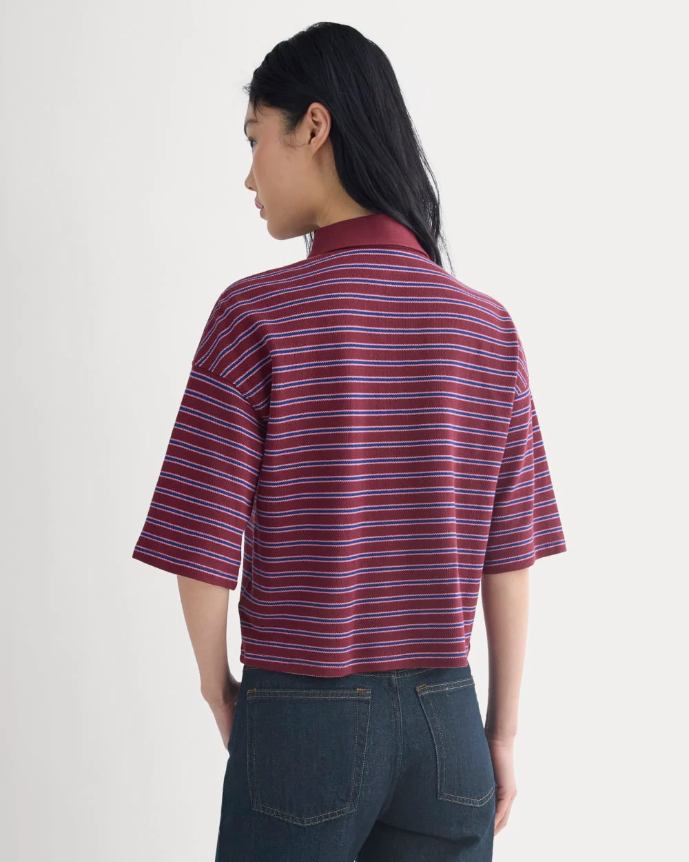 Pique Boxy Polo | Pomegranate/Heather Rose/Estate Blue - Image 5